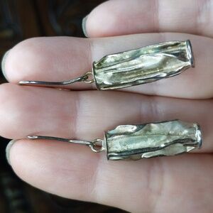 925 sterling silver abstract free form earrings unique vintage dangle